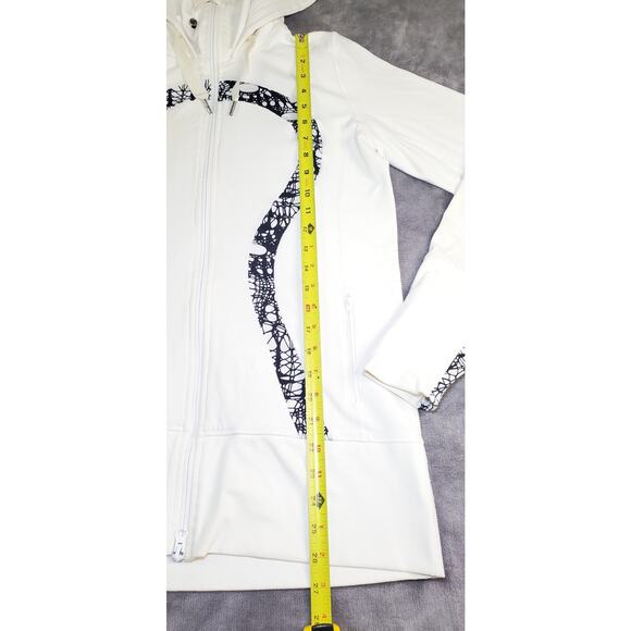 Lululemon Size 10 Scuba Hoodie Slim Full Zip White Black Women’s Gym C19-21 - Picture 2 of 9